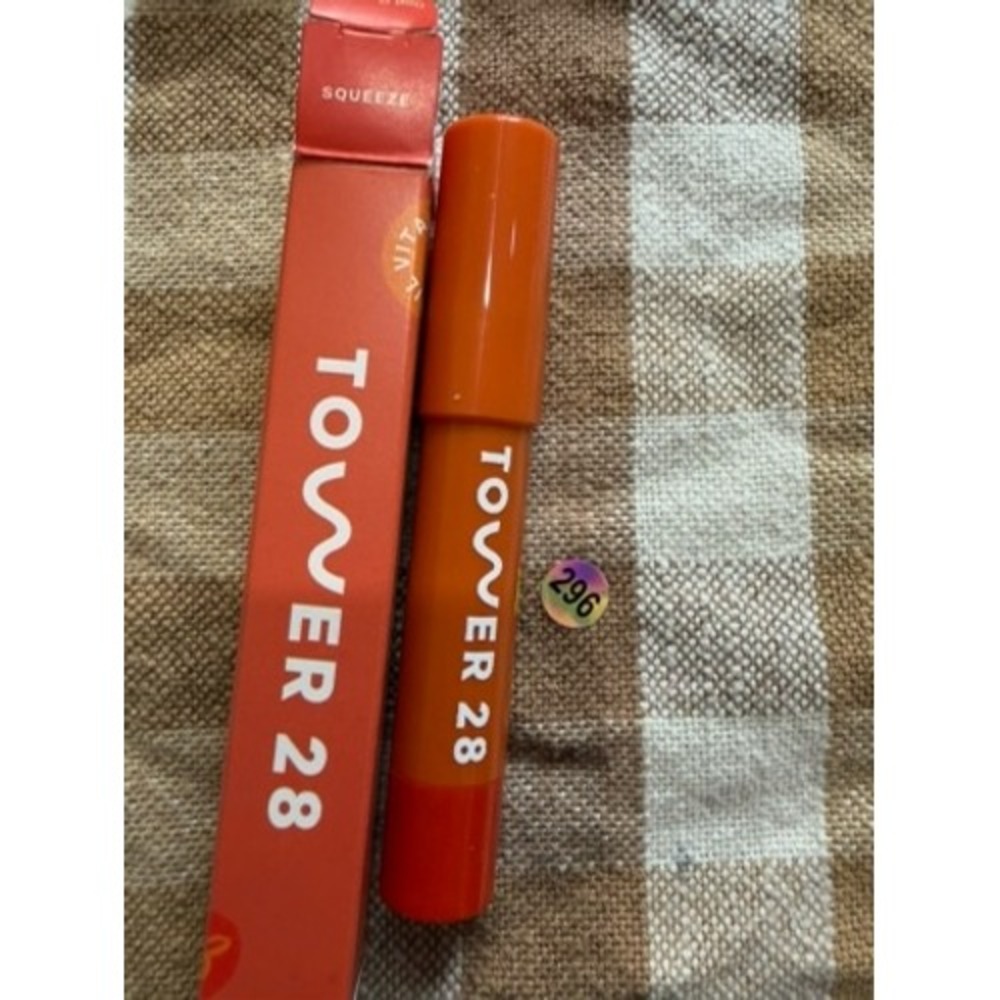 Tower 28 Beauty JuiceBalm Tinted Lip Balm Squeeze Coral Orange Vegan New in Box